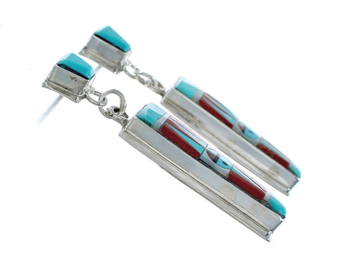 Sterling Silver Zuni Multicolor Post Dangle Earrings NN20349